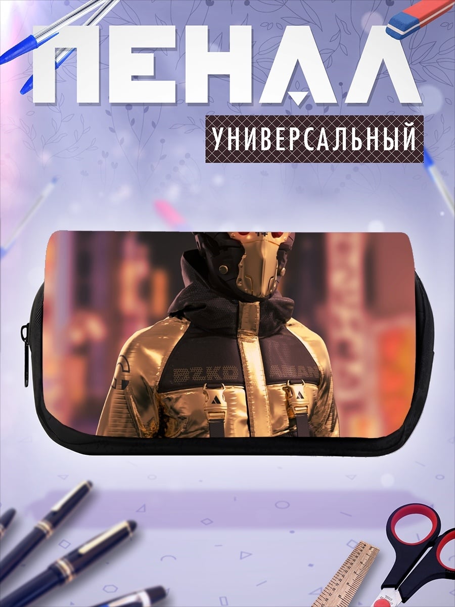 Пенал-косметичка Киберпанк воин в золоте