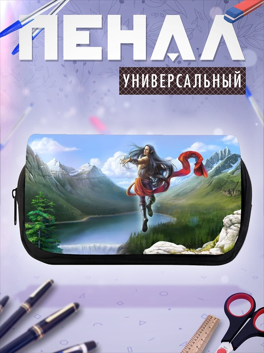 Пенал-косметичка девушка в горах