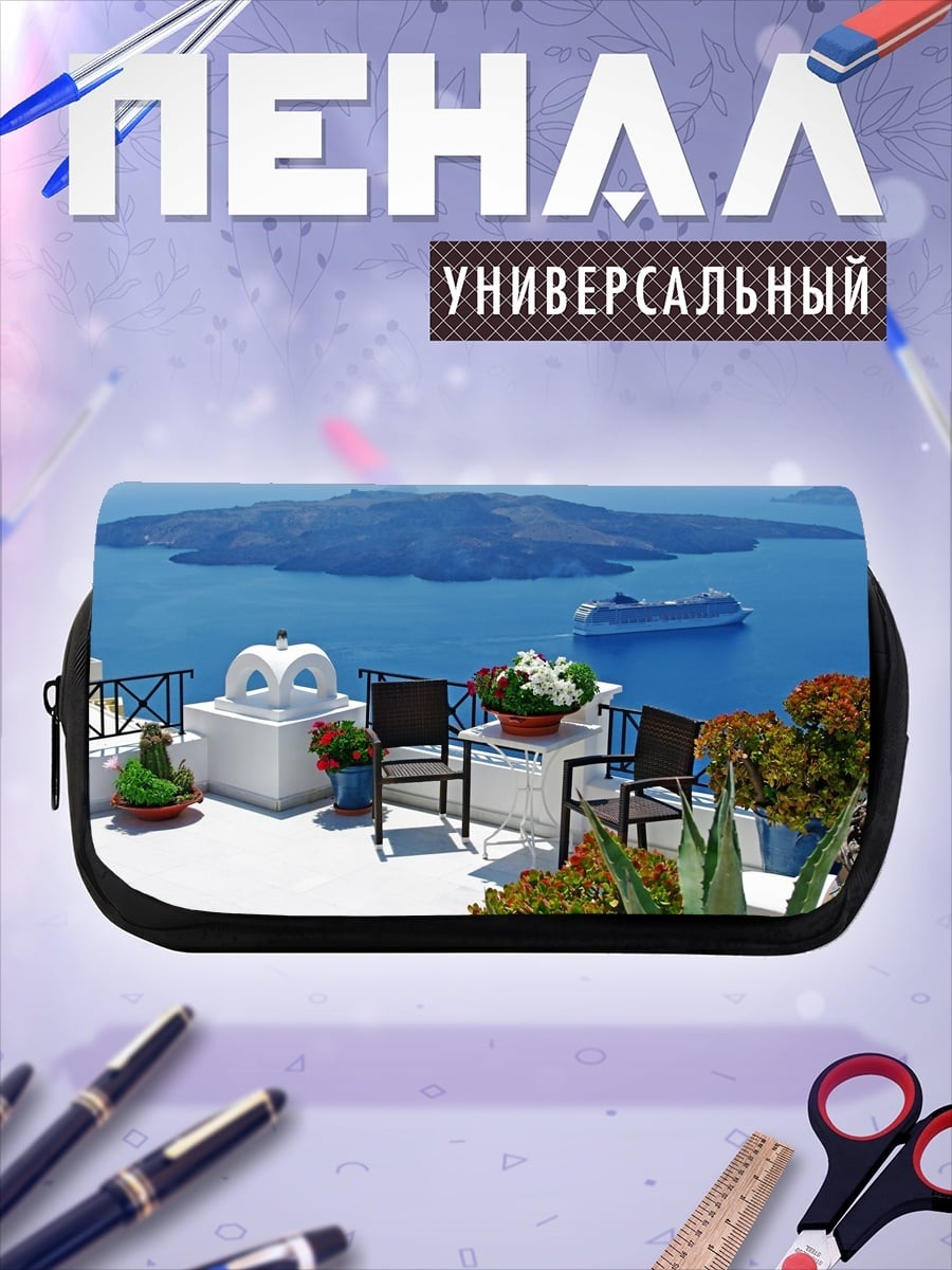 Пенал-косметичка вид на море Санторини