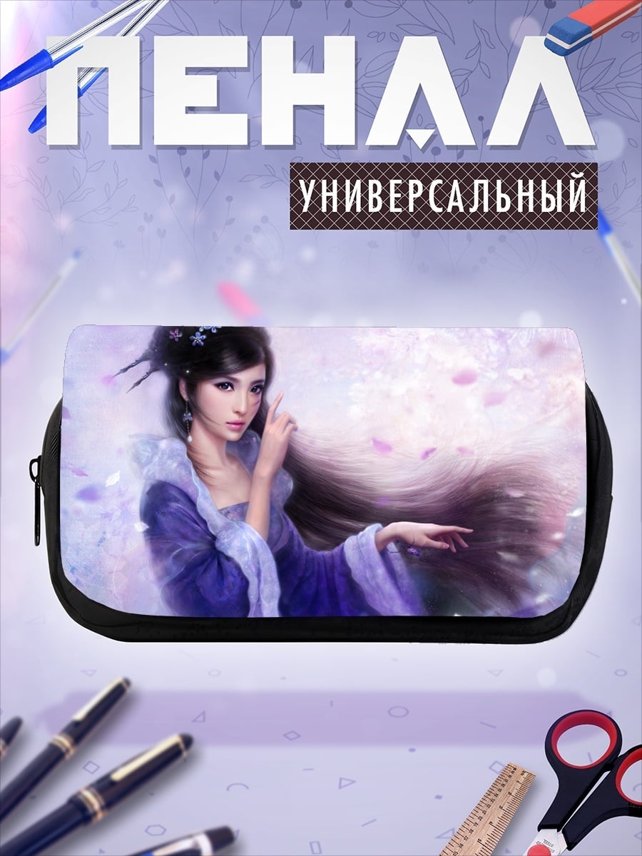 Пенал-косметичка Аниме девушка в цветах