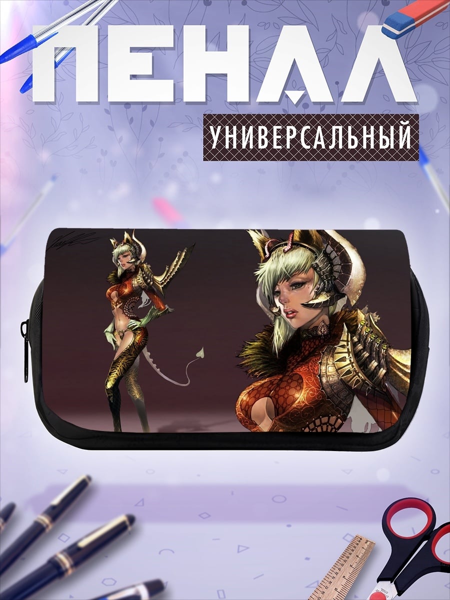 Пенал-косметичка демон девушка в броне