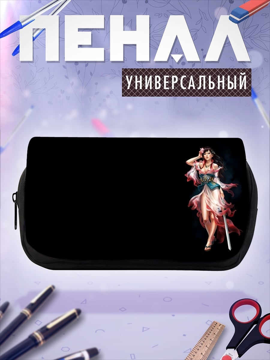 Пенал-косметичка аниме девушка с мечом