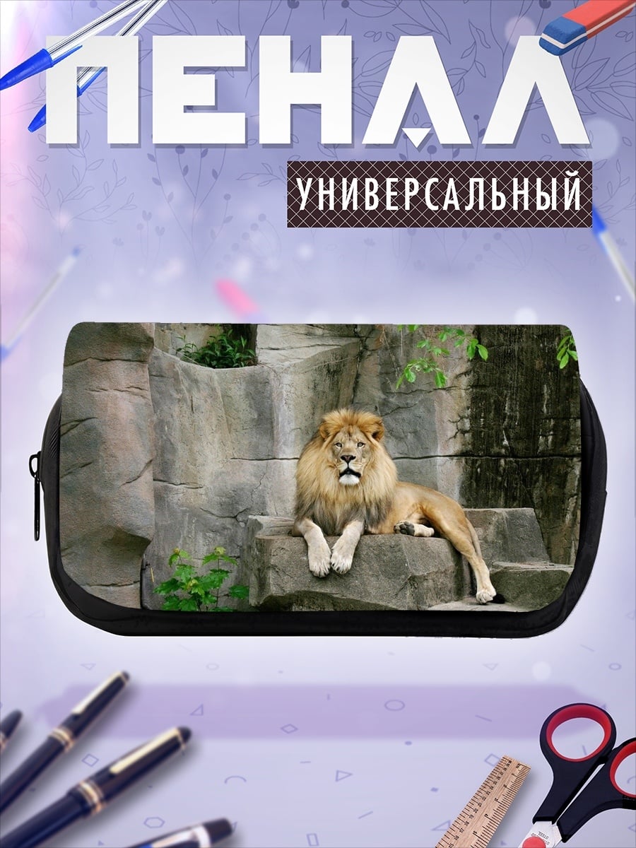 Пенал-косметичка Лев на камнях