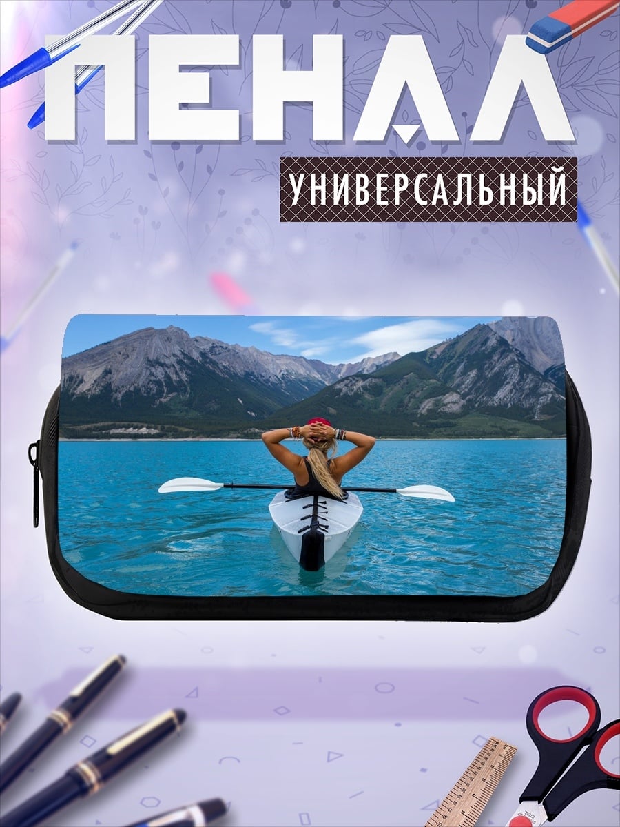 Пенал-косметичка девушка в каяке