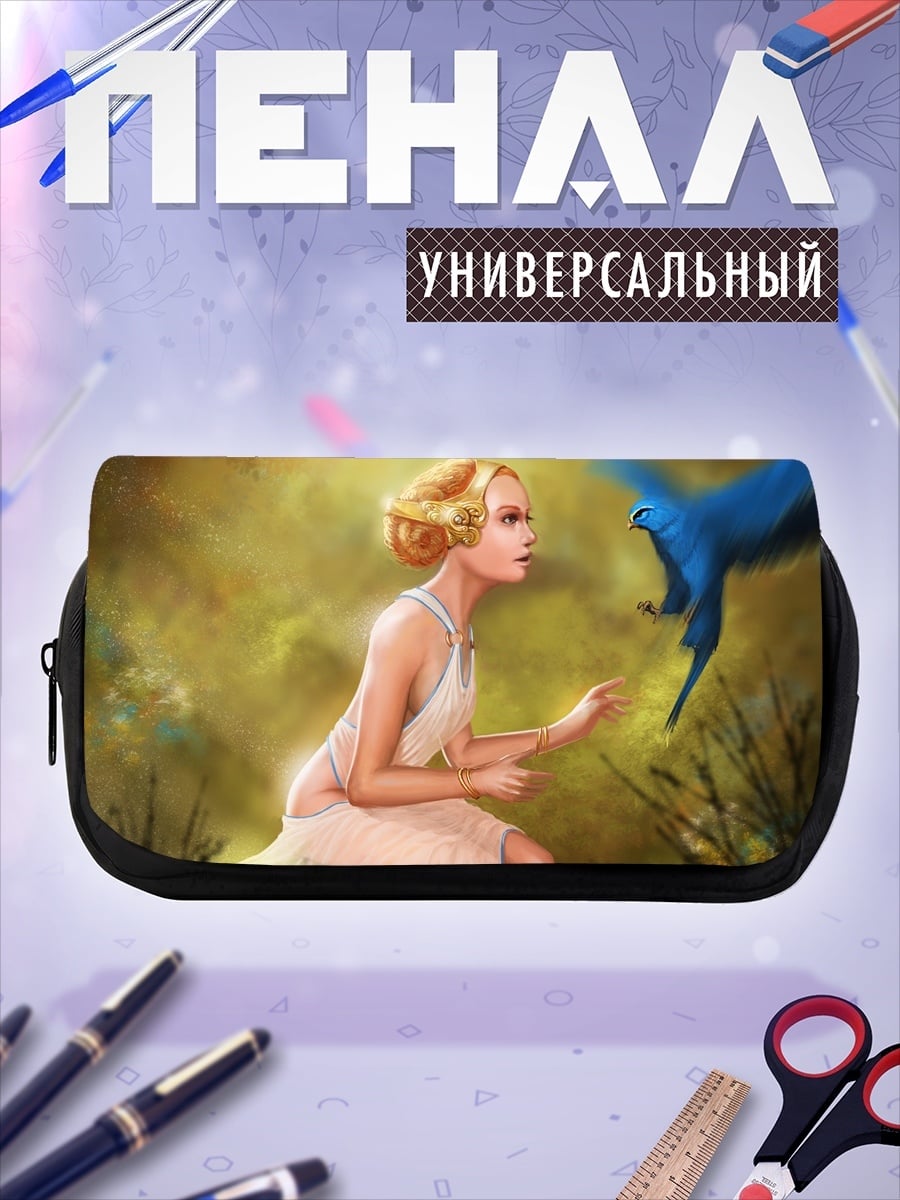 Пенал-косметичка девушка и птица