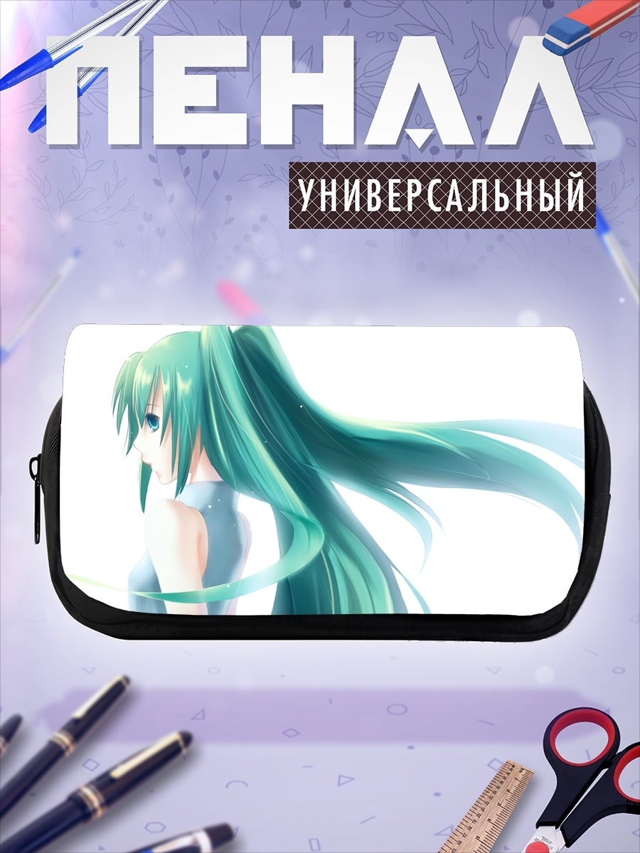 Пенал-косметичка зеленоволосая аниме девушка