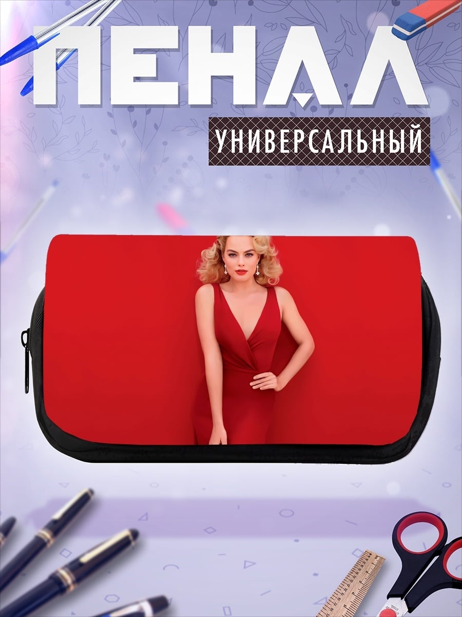 Пенал-косметичка девушка в красном