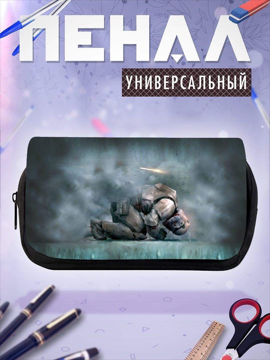 Пенал-косметичка Каменная фигура под дождем