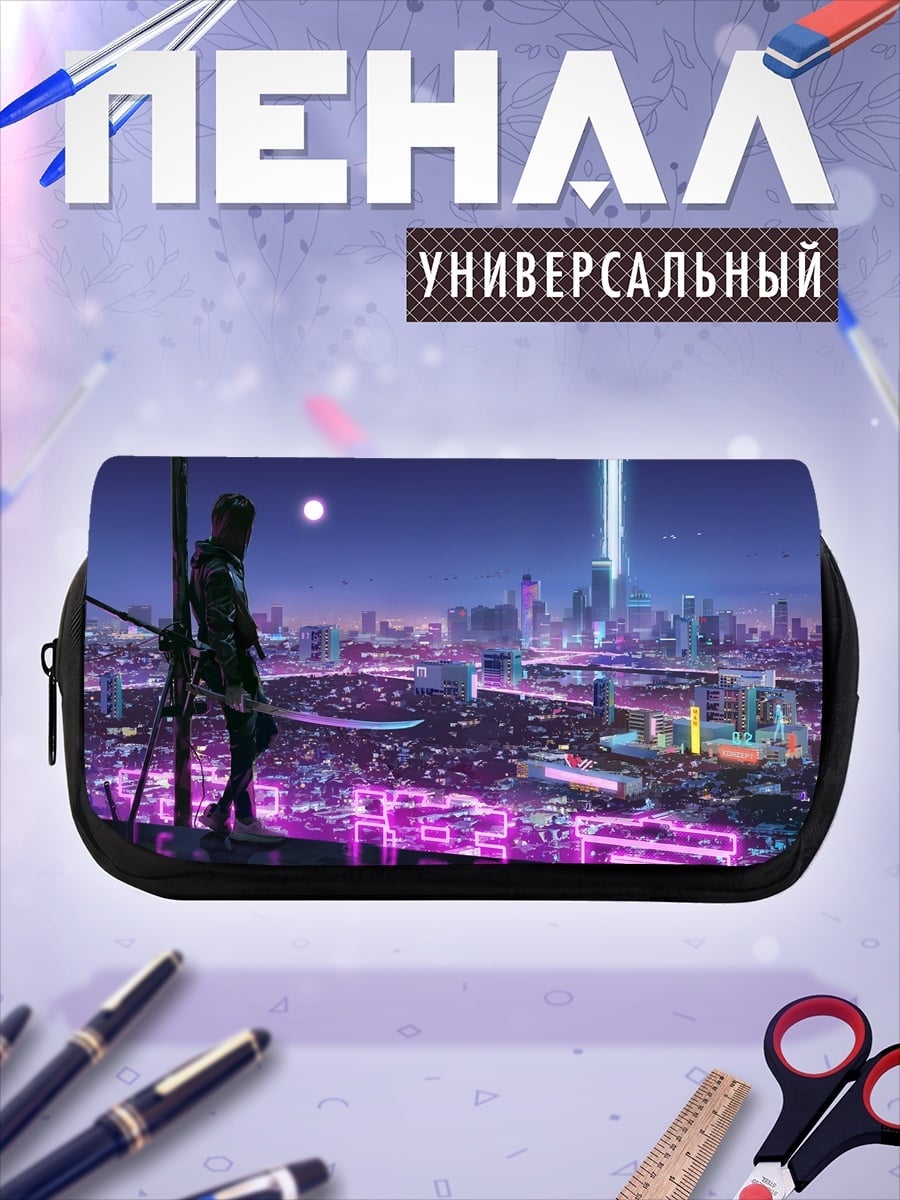 Пенал-косметичка киберпанк самурай