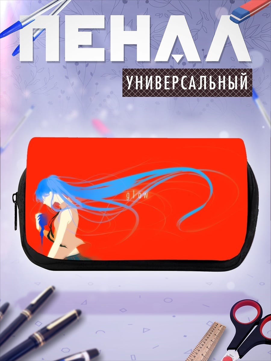 Пенал-косметичка Девушка на красном фоне