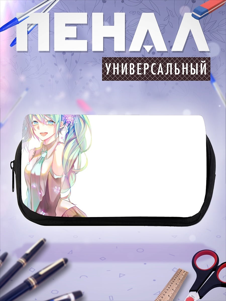Пенал-косметичка Аниме девушка с цветами