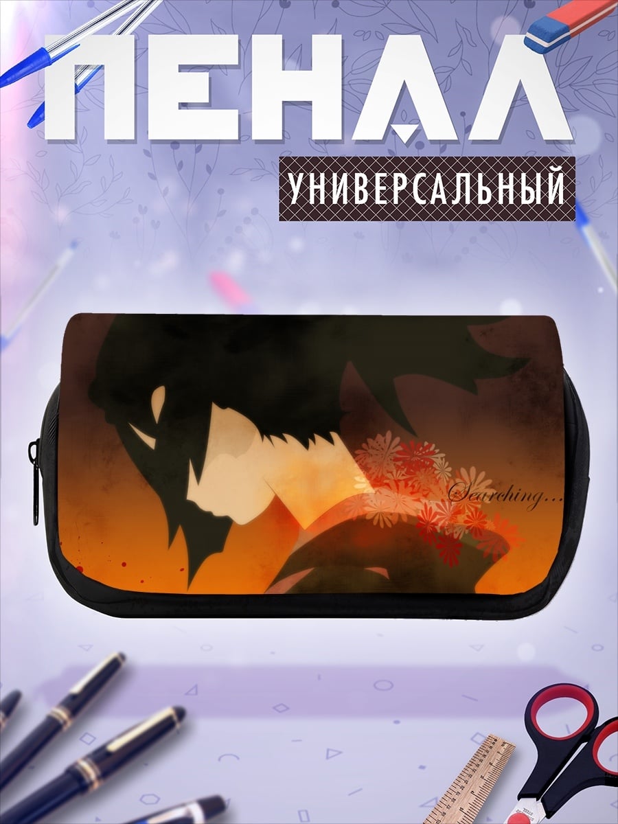 Пенал-косметичка Аниме девушка с цветами
