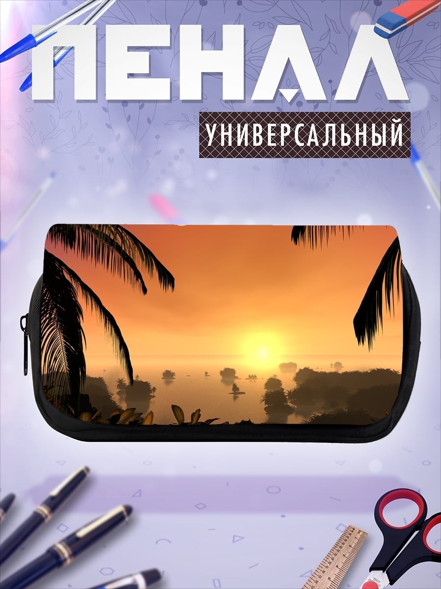 Пенал-косметичка Тропический закат над водой