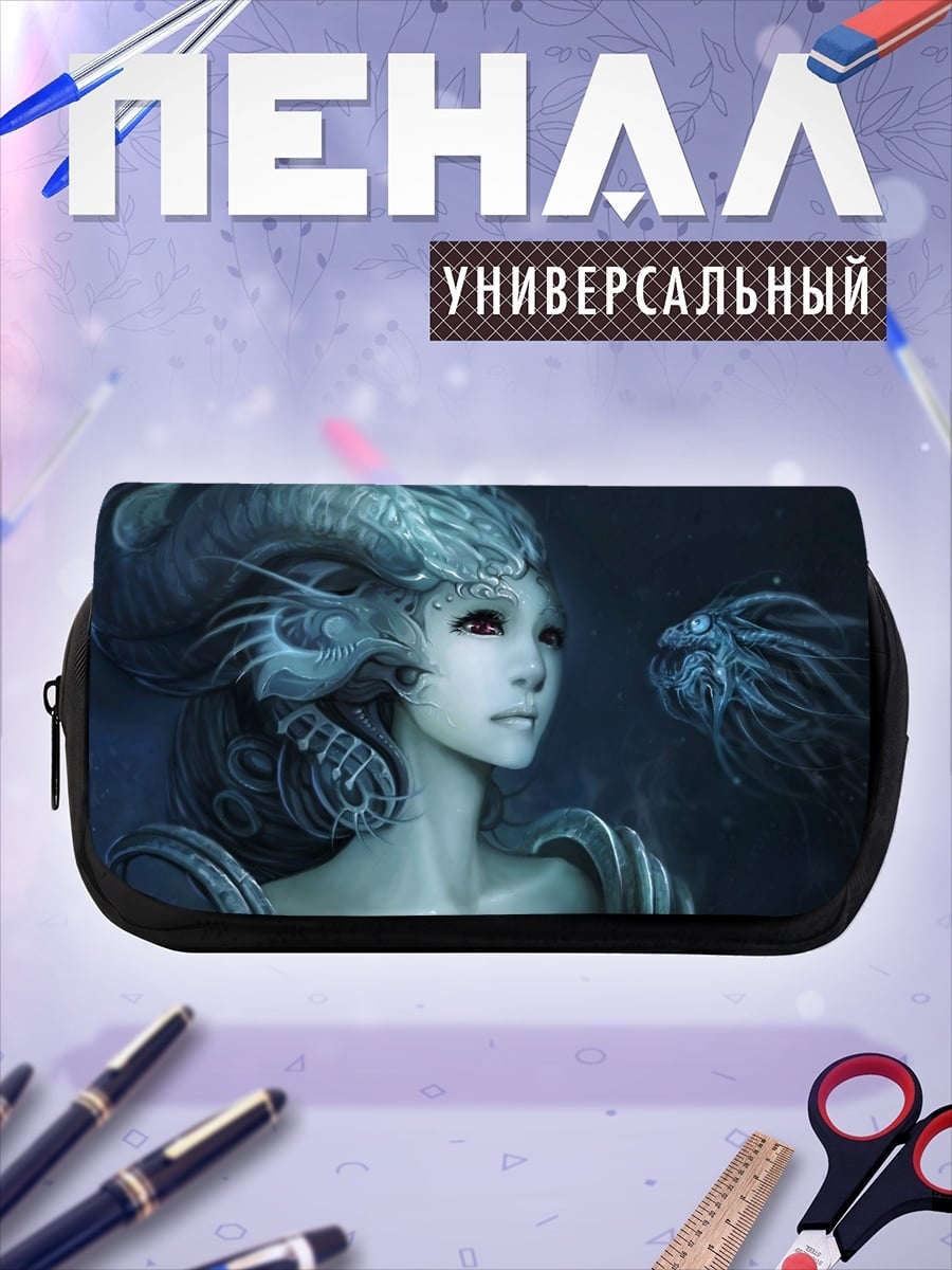Пенал-косметичка девушка дракон