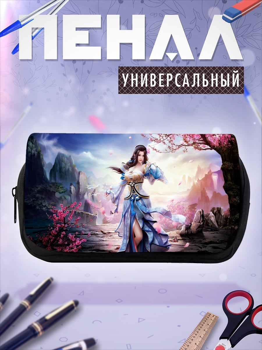 Пенал-косметичка Цветущая сакура девушка