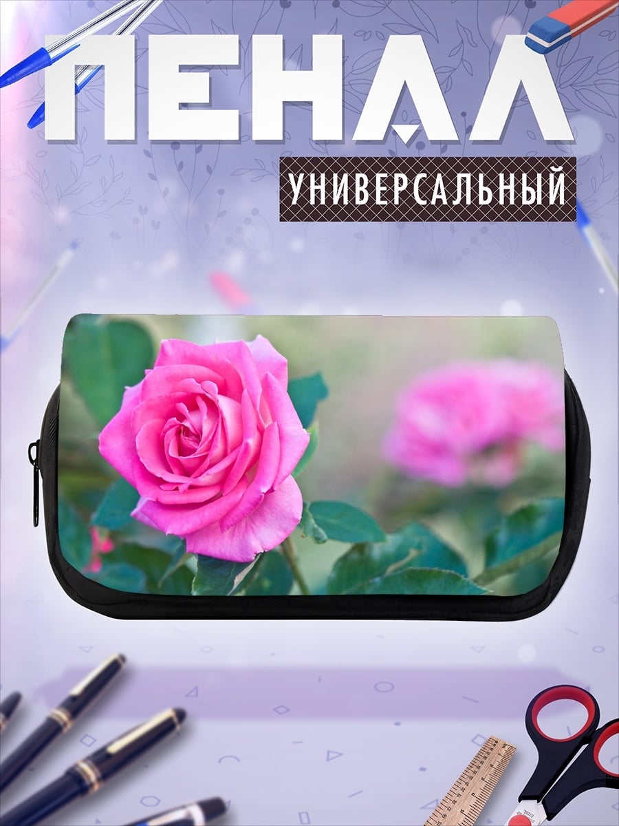 Пенал-косметичка розовая роза в саду