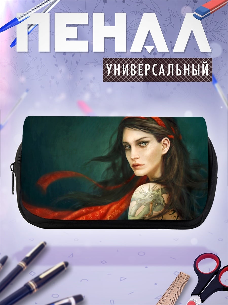 Пенал-косметичка Девушка с шарфом