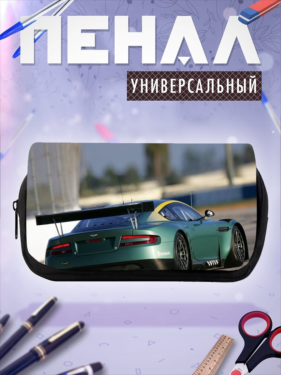 Пенал-косметичка зеленый гоночный автомобиль