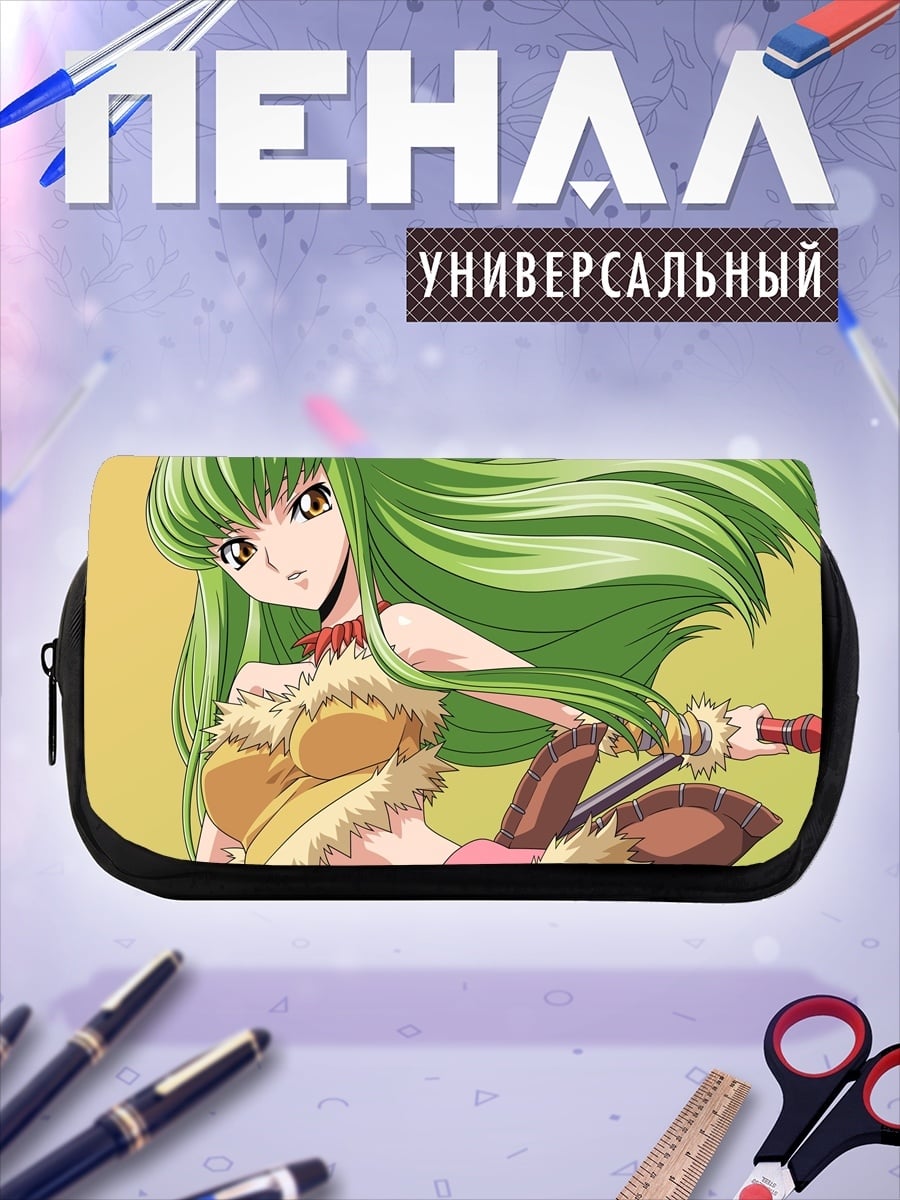 Пенал-косметичка зеленоволосая аниме девушка