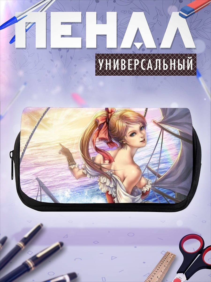 Пенал-косметичка Девушка на корабле