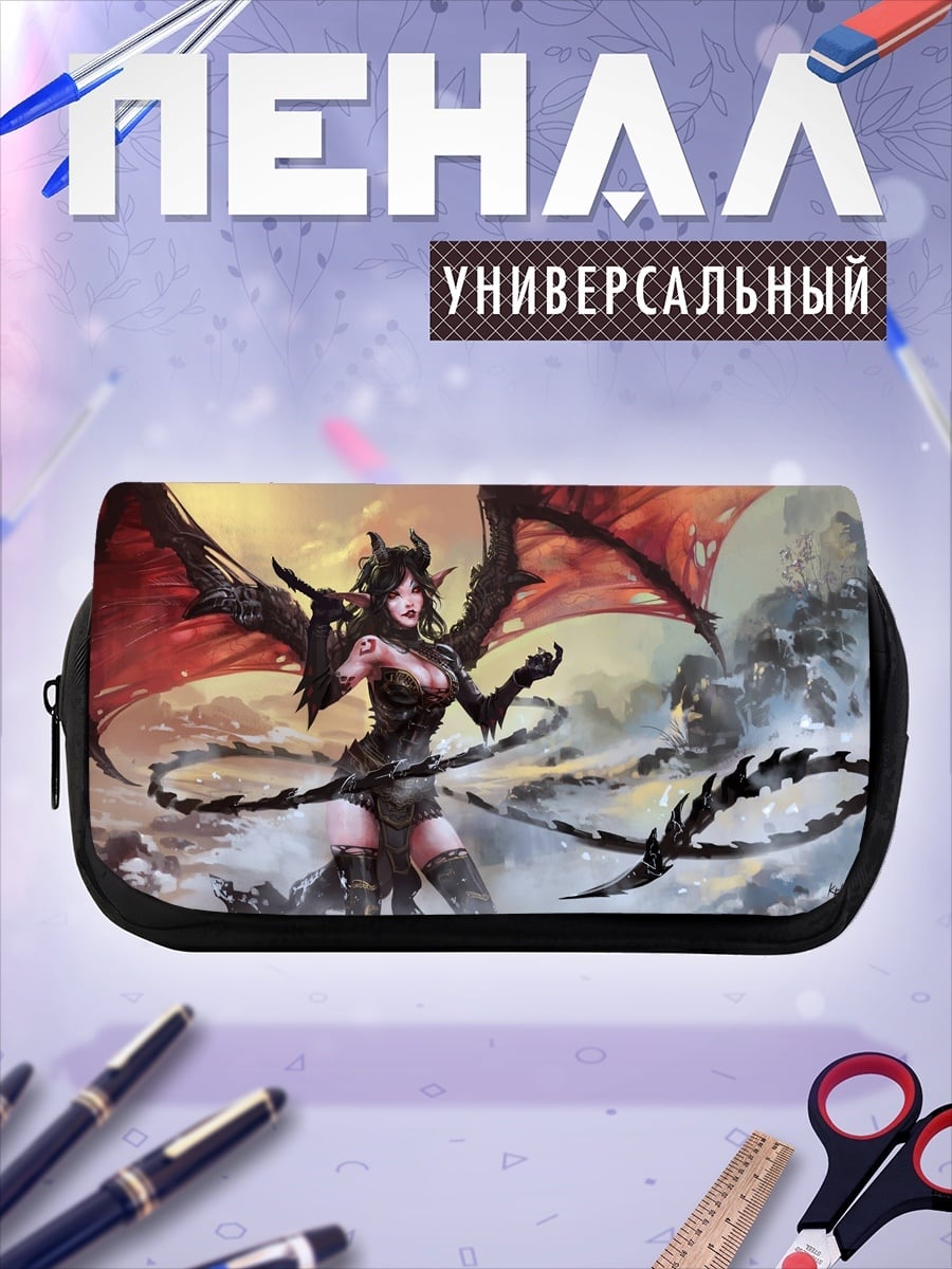 Пенал-косметичка Демоническая воительница в бою
