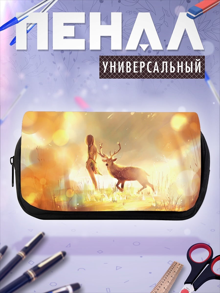 Пенал-косметичка Девушка и олень