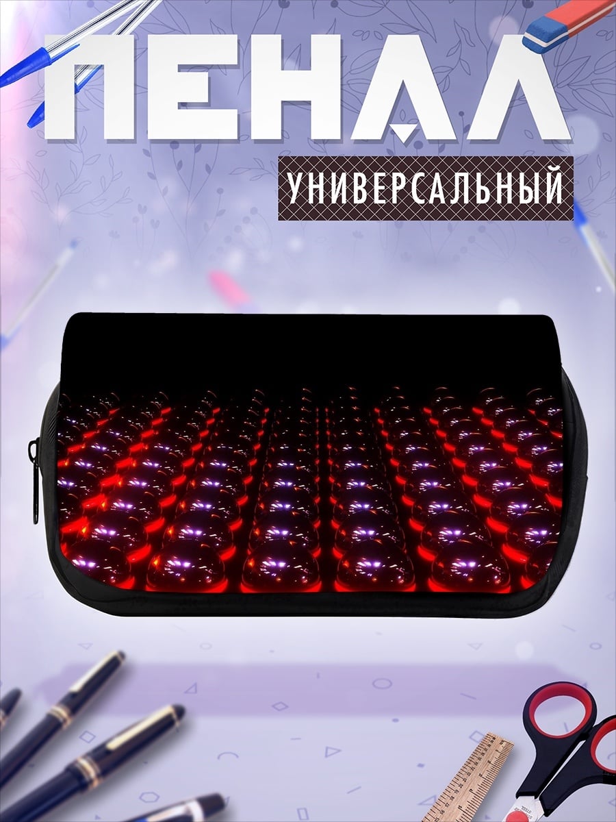 Пенал-косметичка красные шары узор
