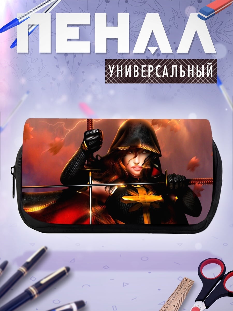 Пенал-косметичка Девушка с катанами