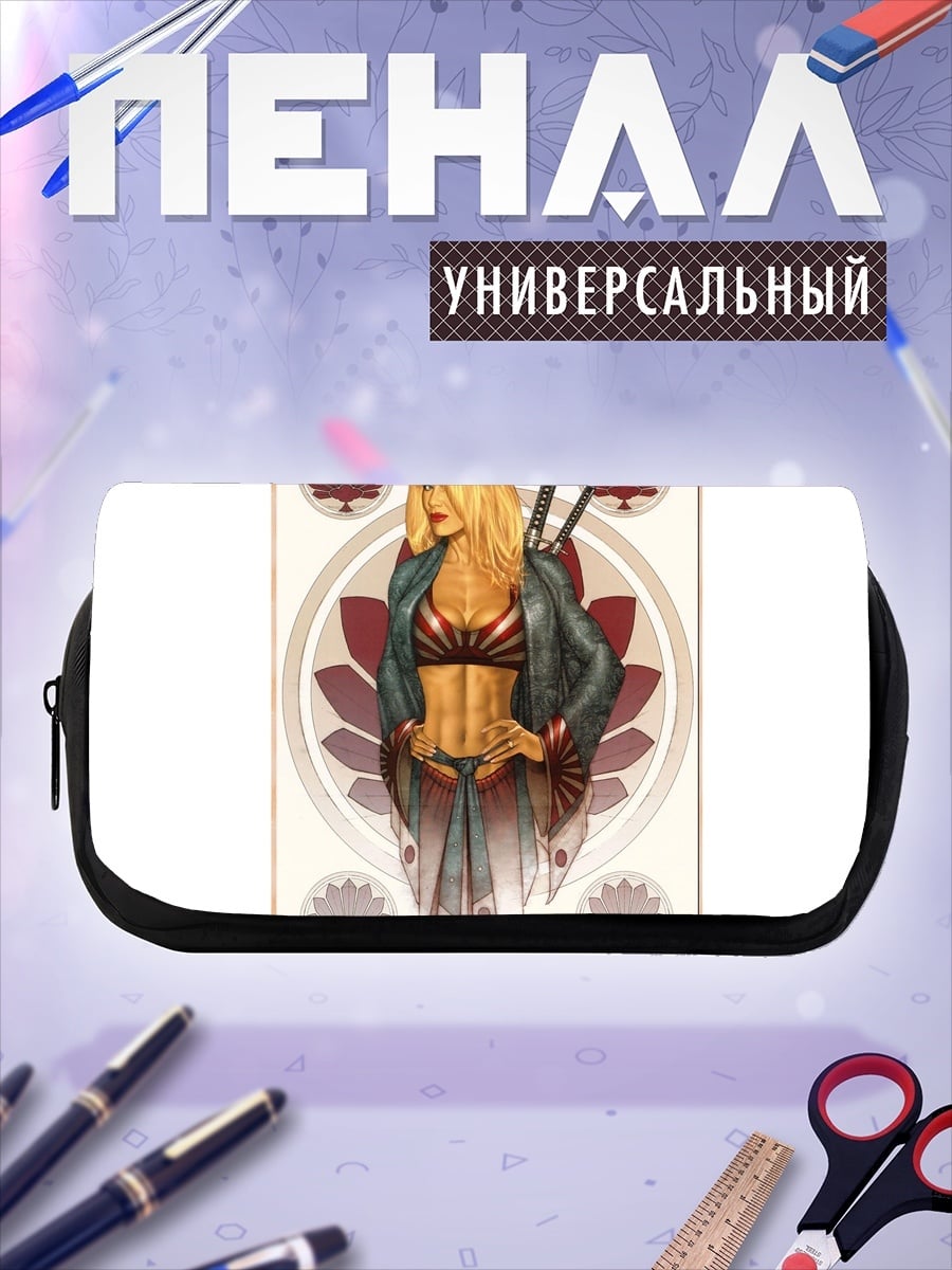 Пенал-косметичка девушка самурай