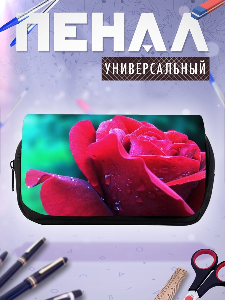 Пенал-косметичка красная роза каплями