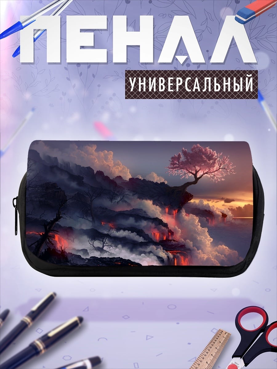 Пенал-косметичка Цветущее дерево на скале