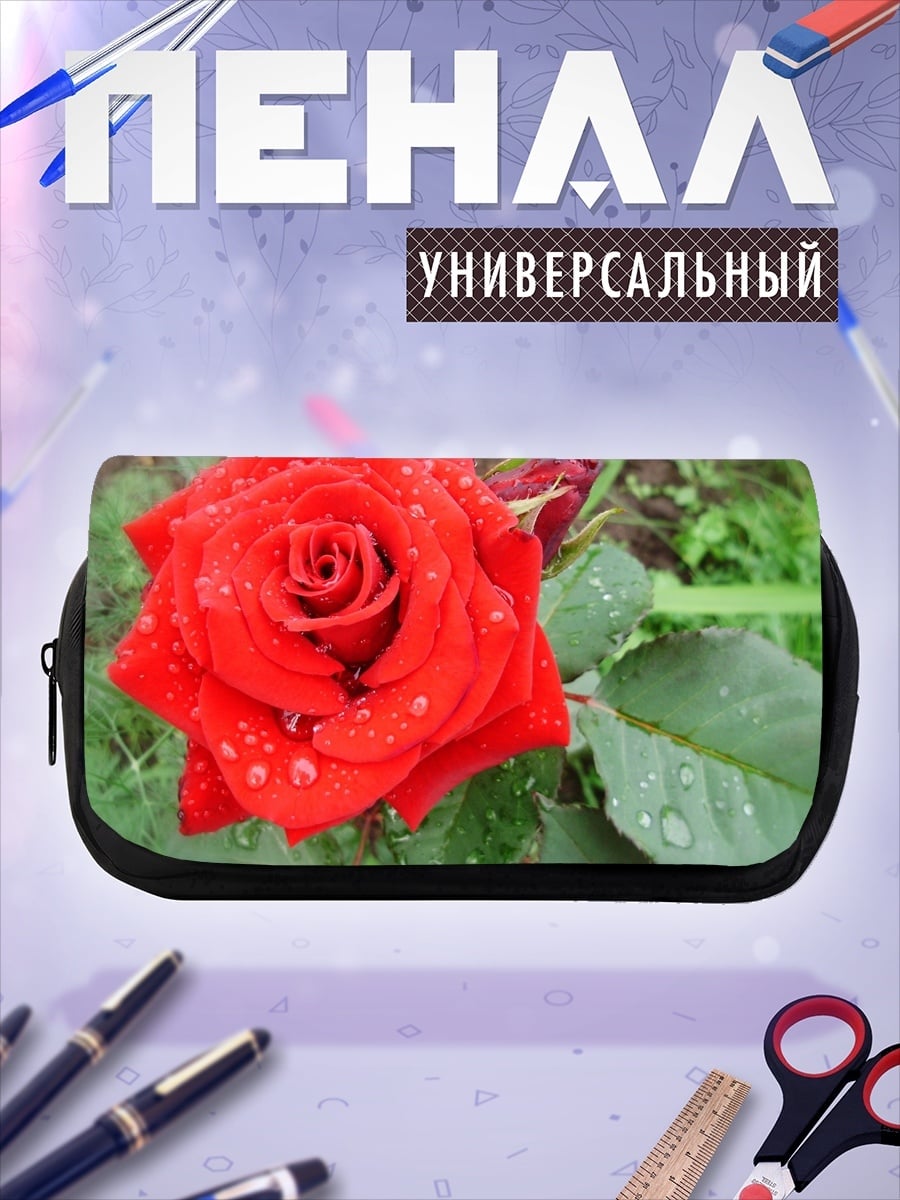 Пенал-косметичка Красная роза с каплями