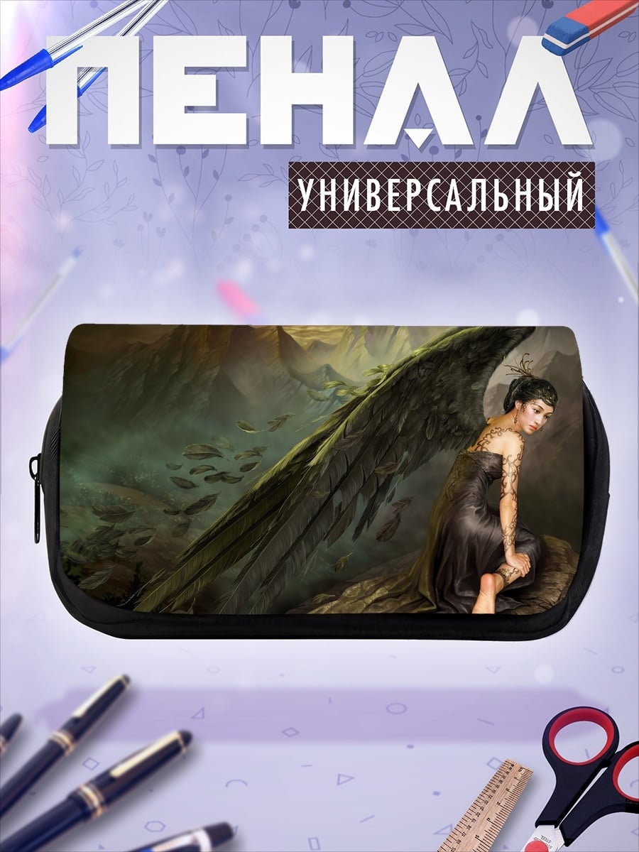 Пенал-косметичка девушка с крыльями