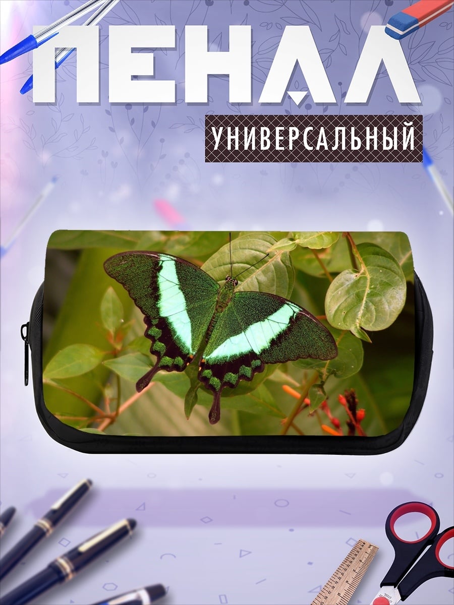 Пенал-косметичка Зеленая бабочка на ветке