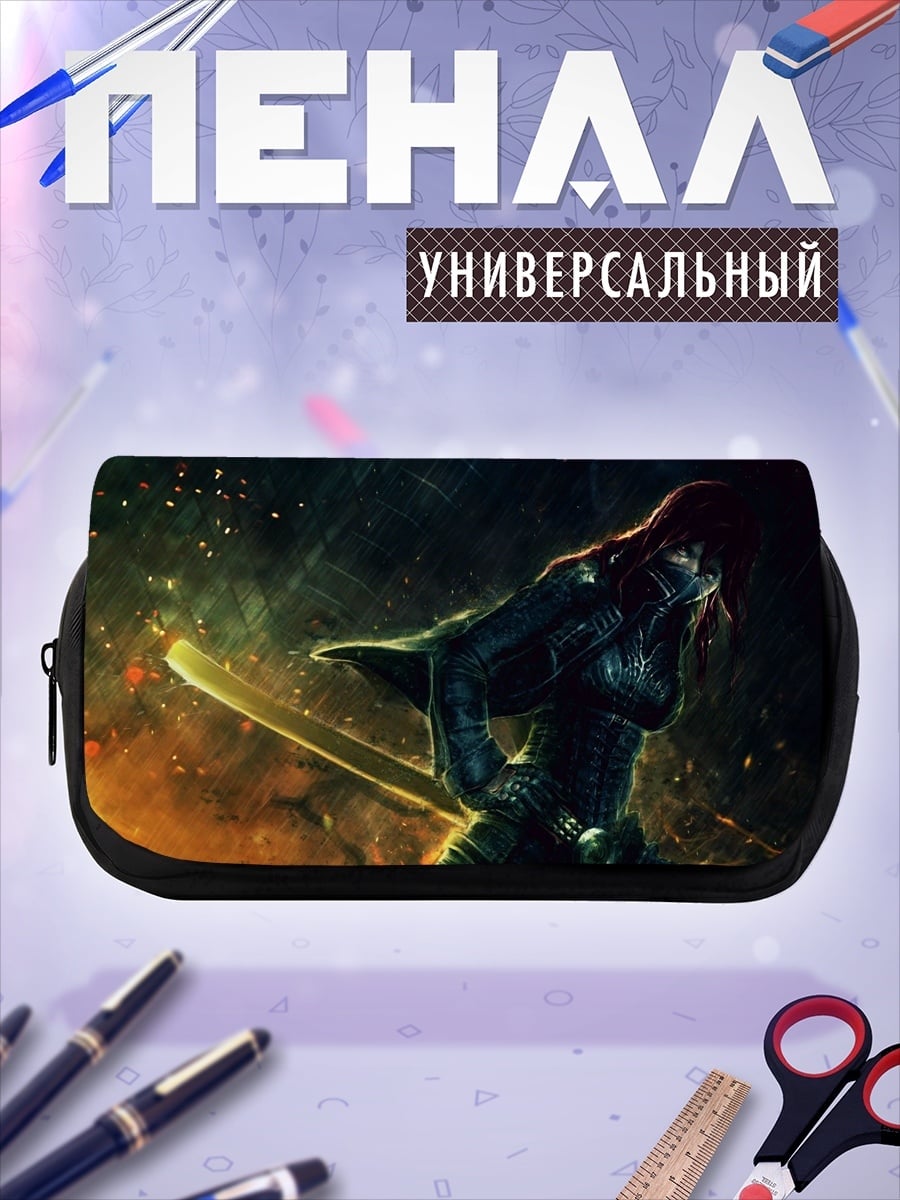 Пенал-косметичка Девушка с катаной