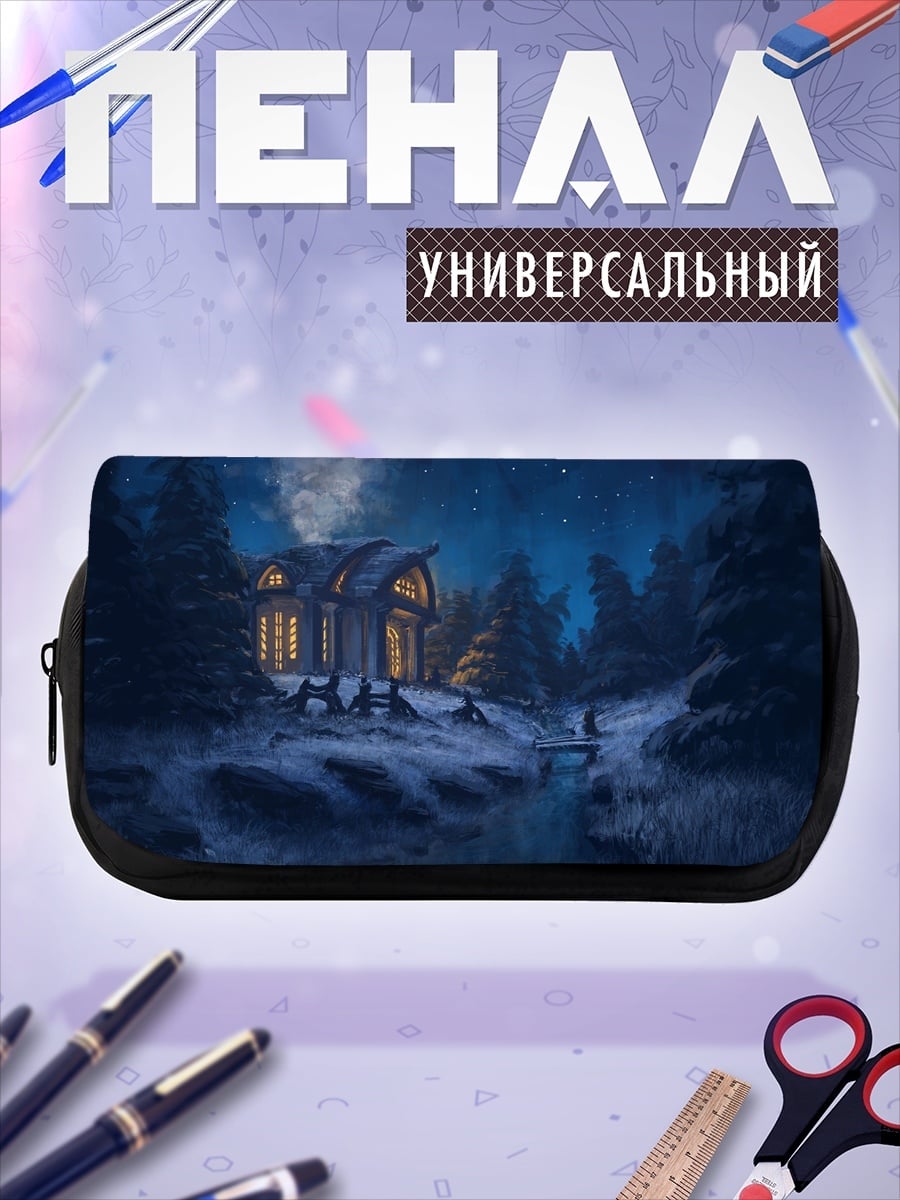 Пенал-косметичка Зимний домик в лесу
