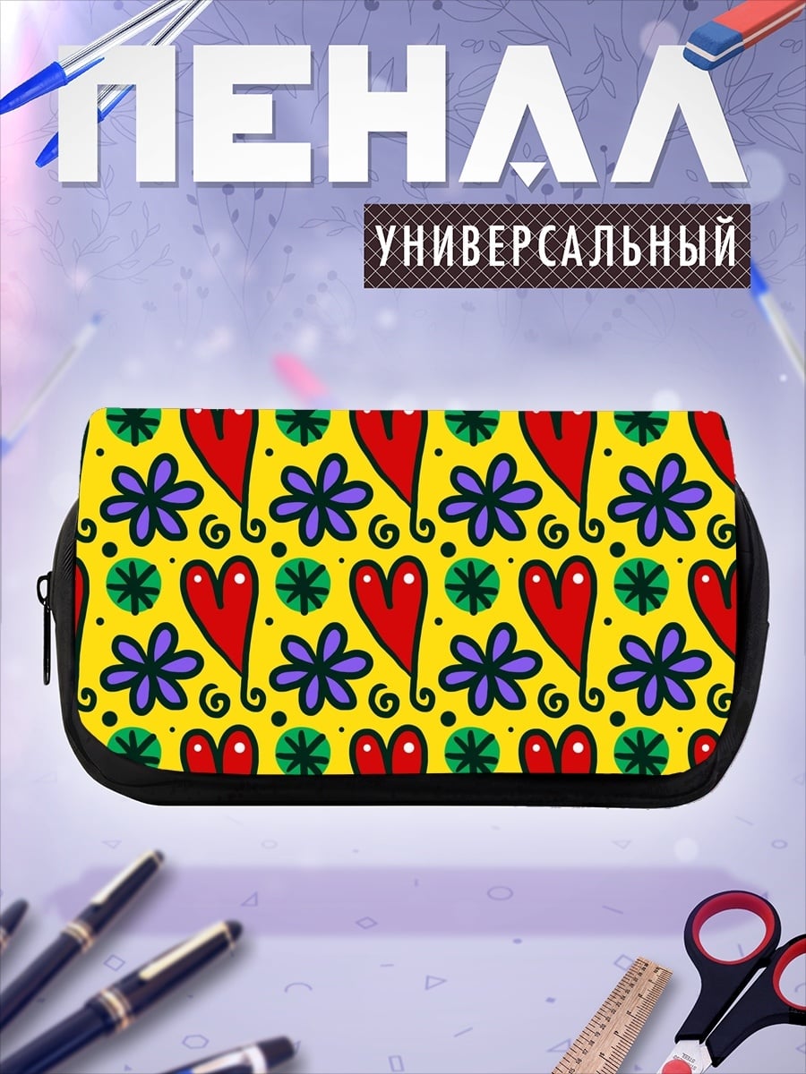 Пенал-косметичка яркий цветочный узор