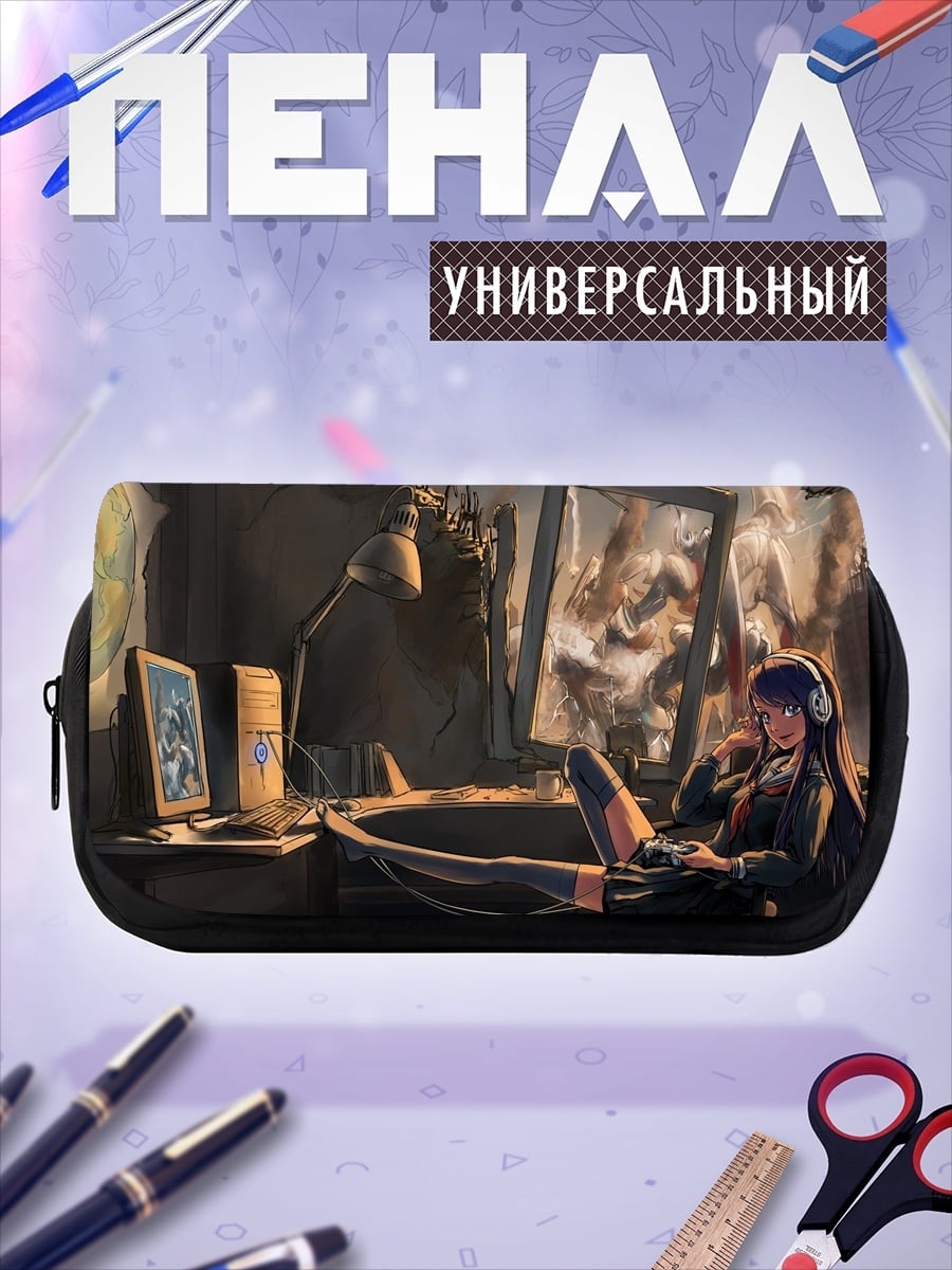 Пенал-косметичка Аниме девушка наушники