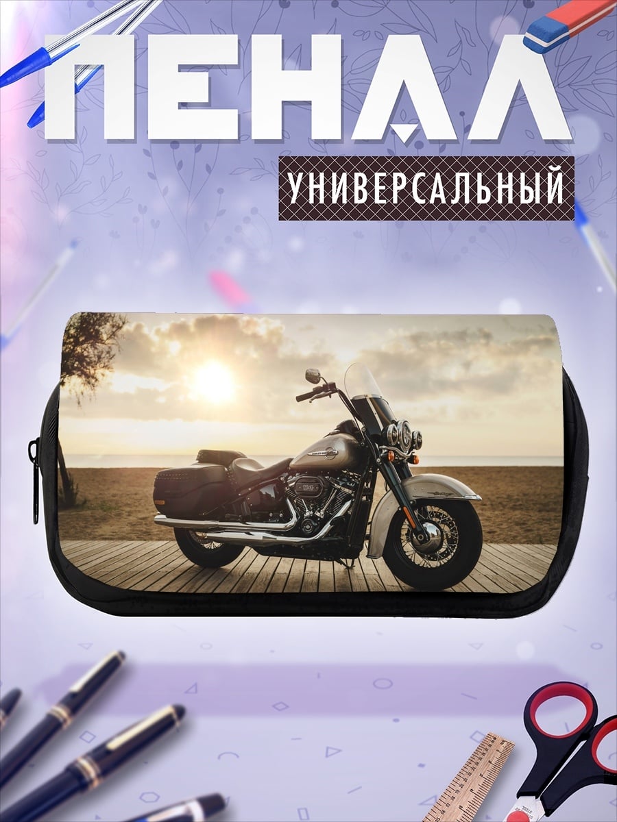 Пенал-косметичка мотоцикл на берегу