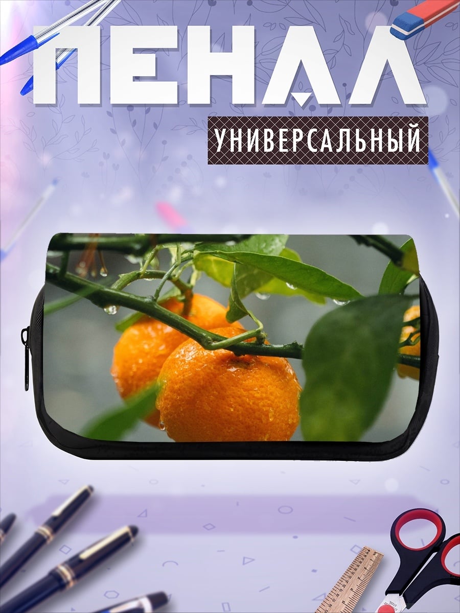 Пенал-косметичка мандарины на ветке