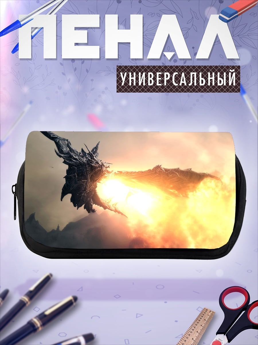 Пенал-косметичка дракон изрыгает огонь