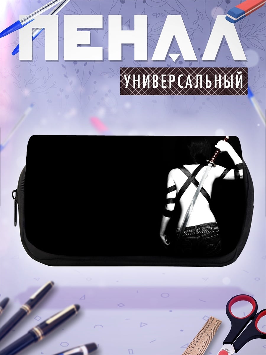 Пенал-косметичка девушка с катаной