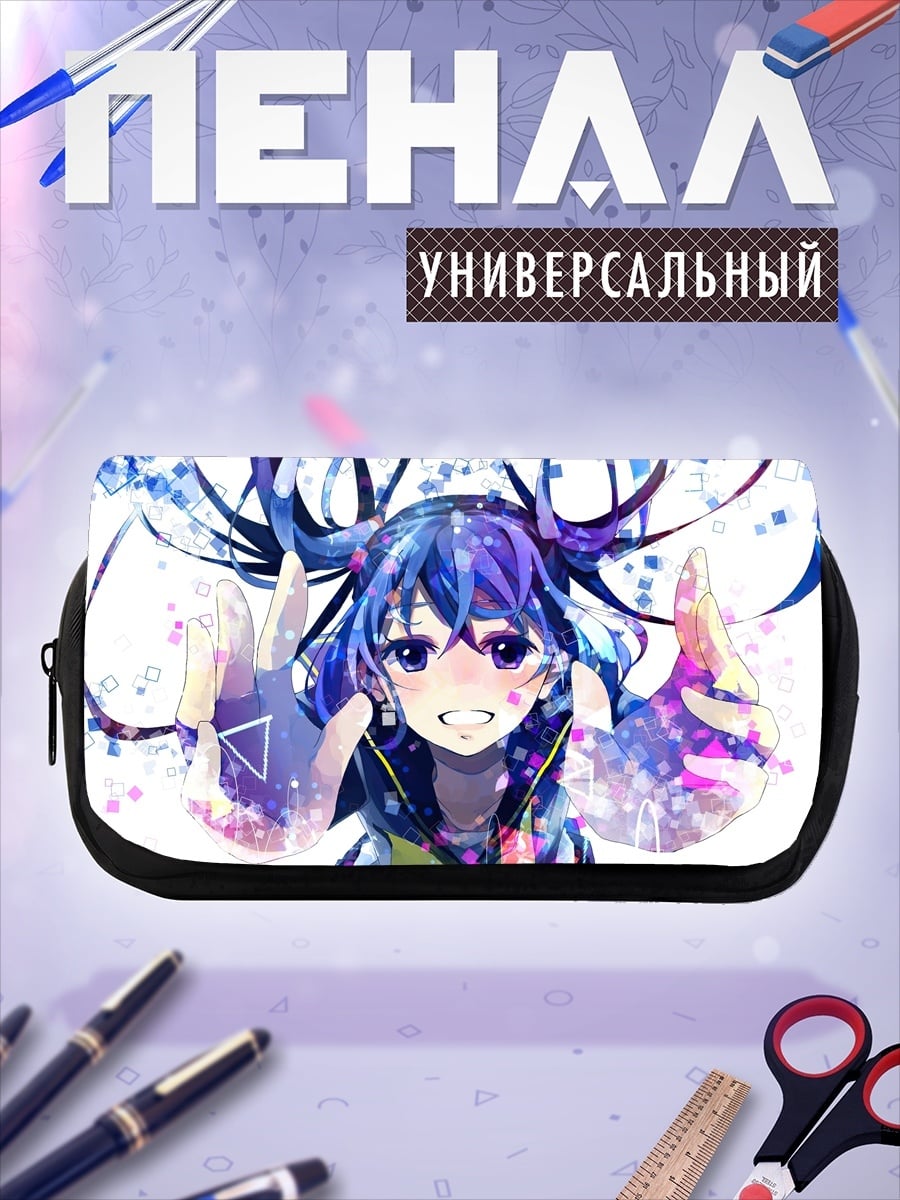 Пенал-косметичка Синяя аниме девушка