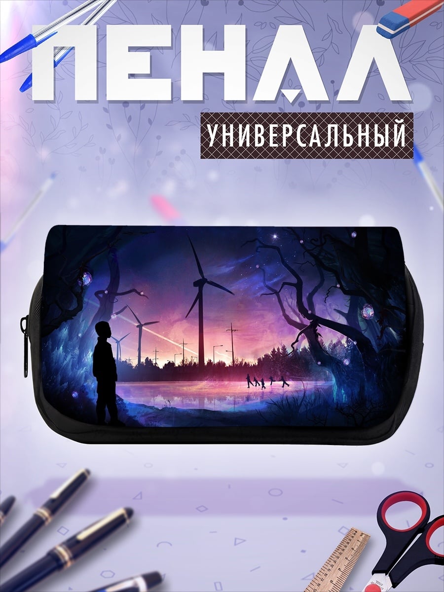 Пенал-косметичка ветряки в ночи