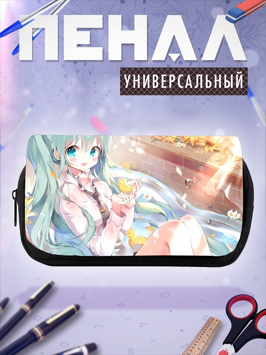 Пенал-косметичка Аниме девушка с цветами