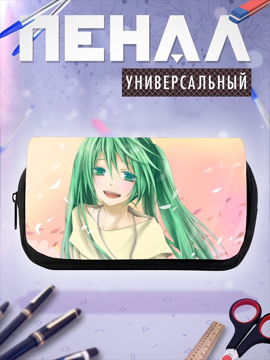 Пенал-косметичка Аниме девушка с цветами