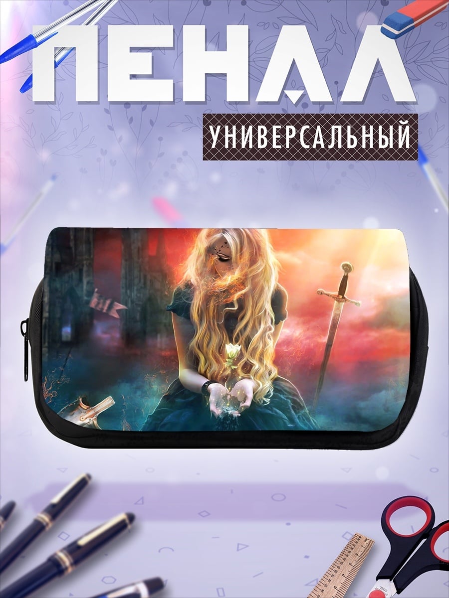Пенал-косметичка Девушка с мечом