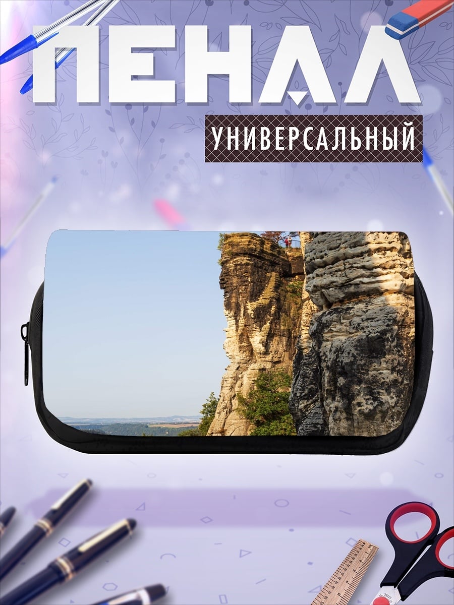 Пенал-косметичка скалы над рекой