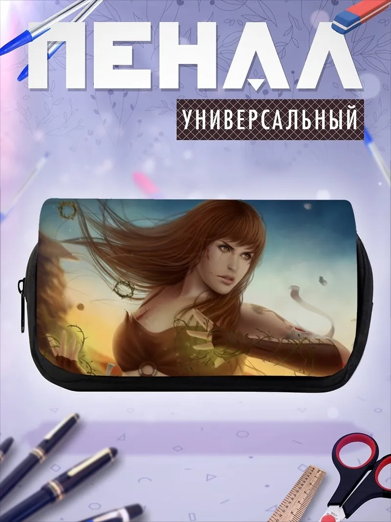 Пенал-косметичка девушка ветер волосы