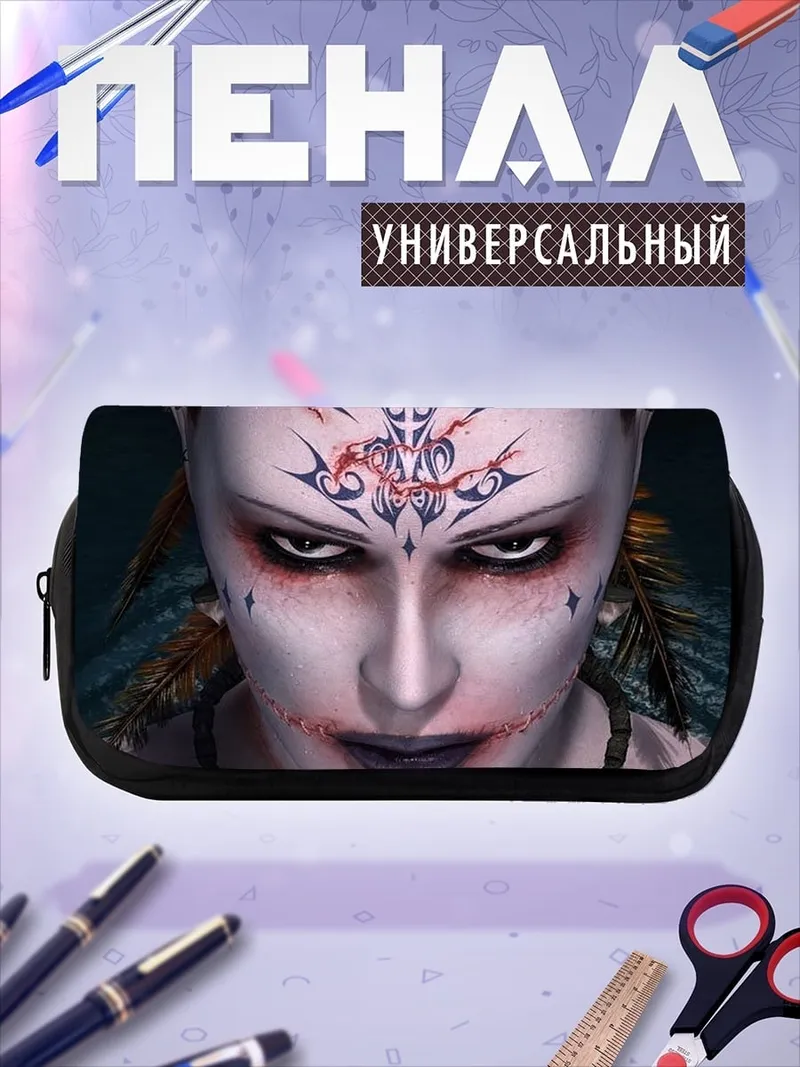 Пенал-косметичка Воительница с тату